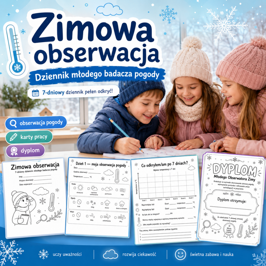 Zimowa obserwacja — 7-dniowy dziennik młodego badacza pogody