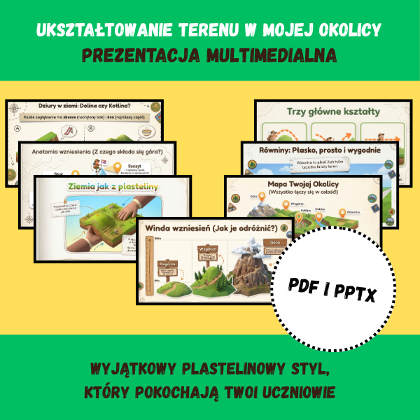 Ukształtowanie terenu mojej okolicy | Prezentacja na Lekcję Przyrody (PDF + PPTX)