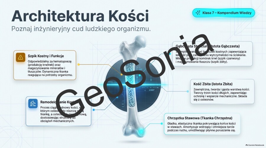 Budowa kości „Architektura Kości: Poznaj inżynieryjny cud ludzkiego organizmu” – Prezentacja Multimedialna (Biologia, Klasa 7)