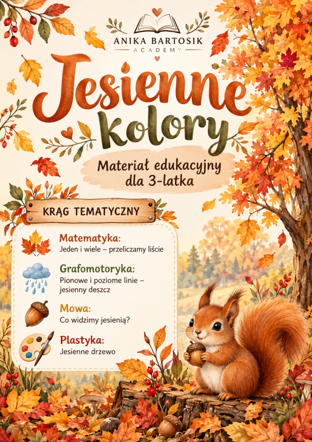 Jesienne kolory – materiał edukacyjny dla 3-latków