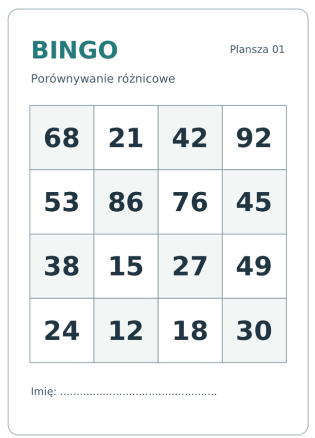 Bingo - porównywanie różnicowe