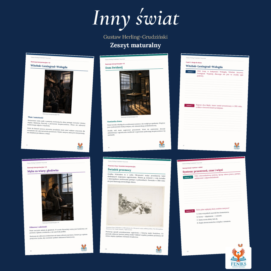 Inny świat — Gustaw Herling-Grudziński | Zeszyt maturalny: szczegółowe omówienie,  164 zadania i klucz odpowiedzi