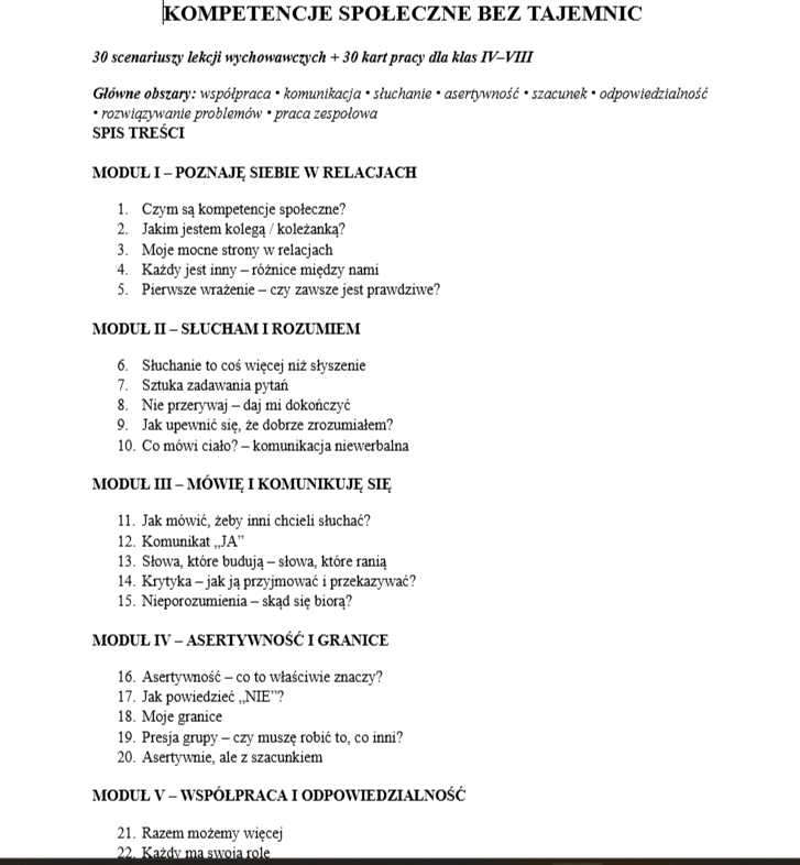 KOMPETENCJE SPOŁECZNE BEZ TAJEMNIC