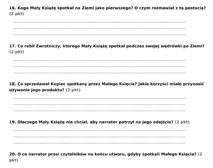 Pakiet materiałów do lektury "Mały Książę"