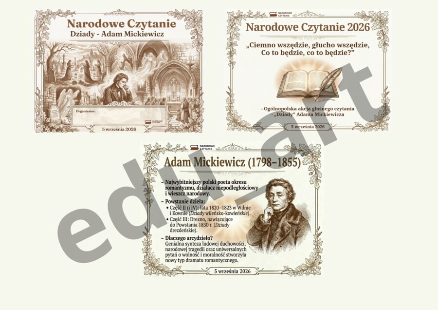 Narodowe Czytanie 2026 – Dziady | Gazetka, Plakat, Zakładki (24 strony)