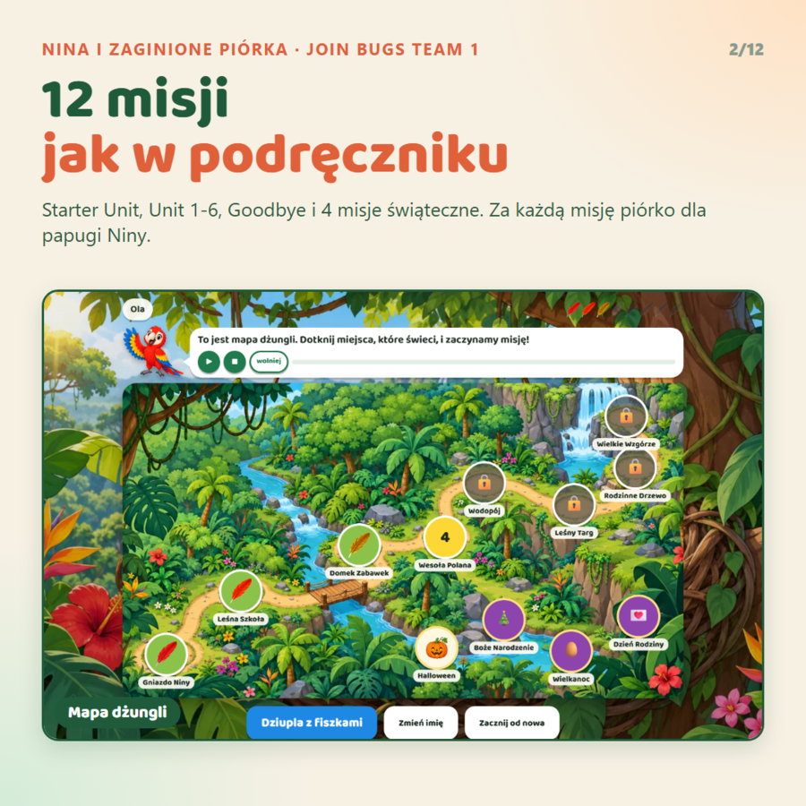 Gra interaktywna Join Bugs Team 1, Starter Unit - Unit 6 (rodzic-uczeń)