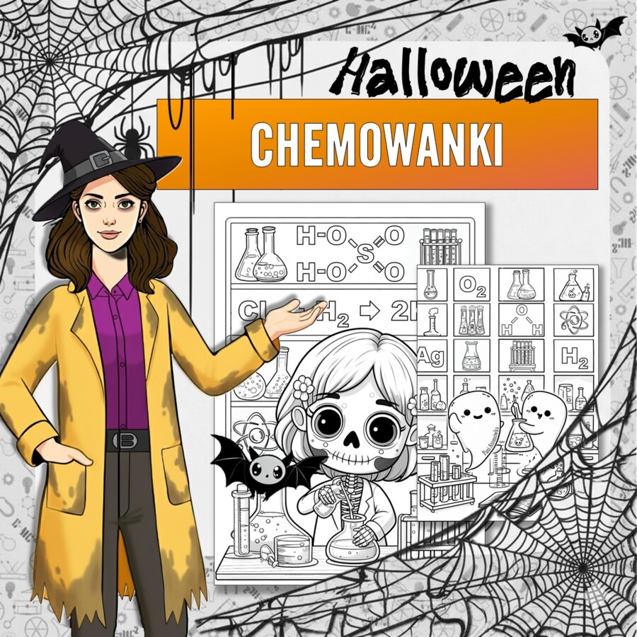 Chemowanki: Kolorowanki chemiczne na Halloween (31.10) | Gotowe do druku, za darmo!