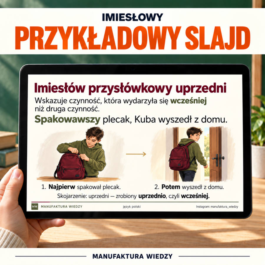 Imiesłowy – prezentacja z ćwiczeniami i odpowiedziami | klasy 7–8 | nauczyciel | egzamin ósmoklasisty