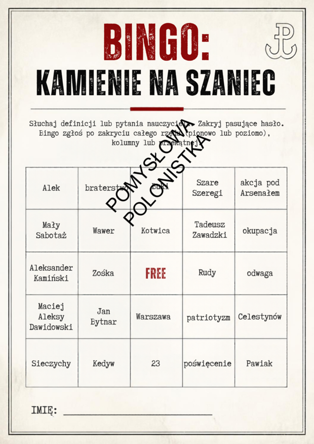 KAMIENIE NA SZANIEC-pakiet materiałów