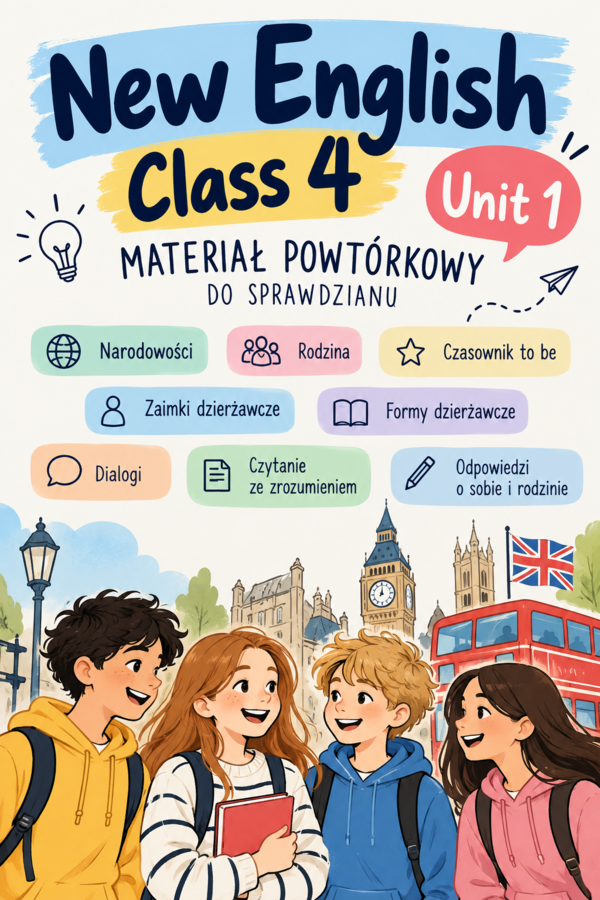 New English Class 4 - Unit 1 - powtórka do sprawdzianu z kluczem odpowiedzi