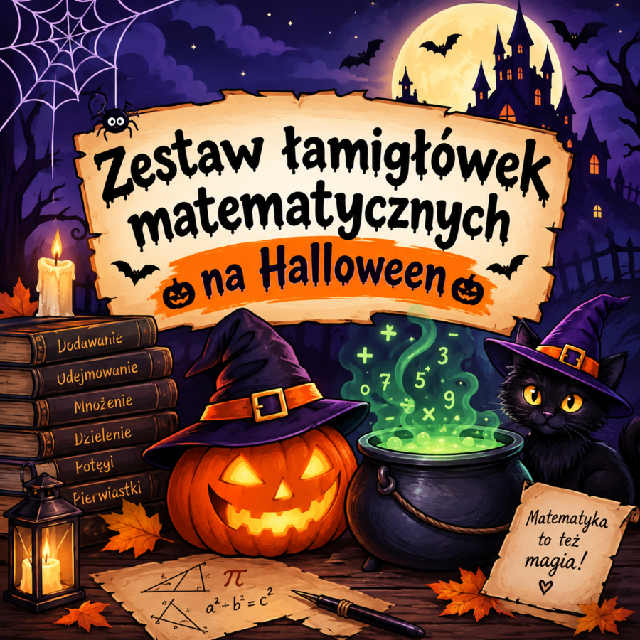 Zestaw łamigłówek matematycznych na Halloween