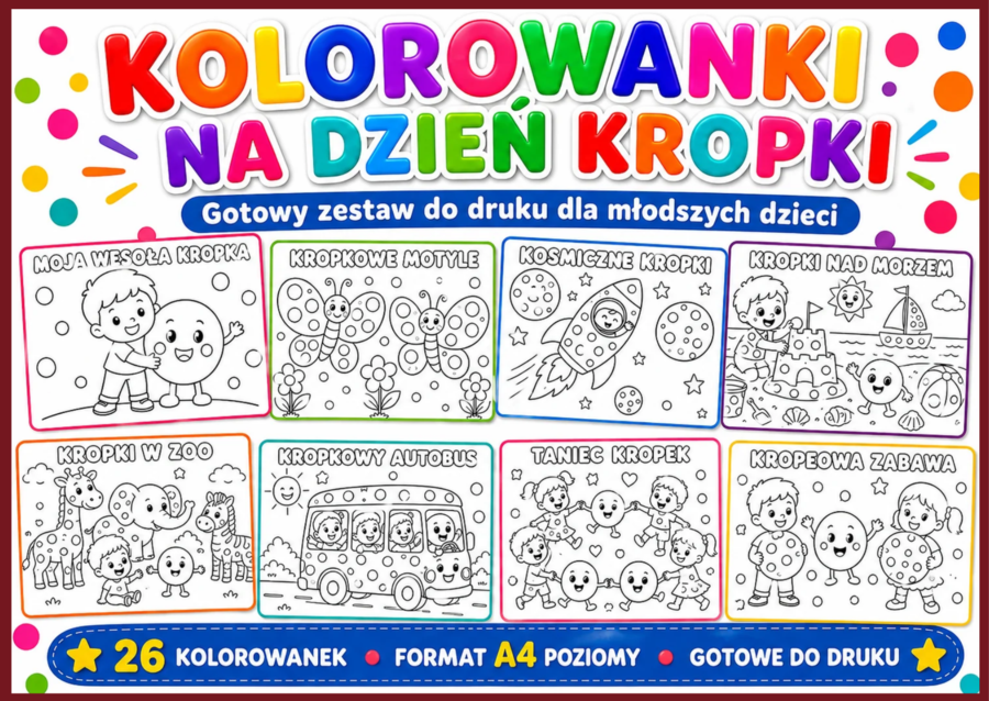 DZIEŃ KROPKI – zestaw 26 kolorowanek