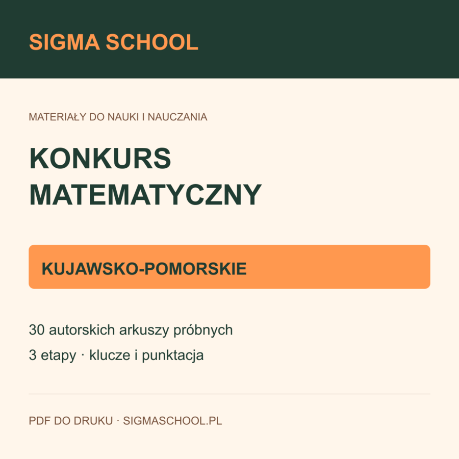 Próbne konkursy matematyczne — kujawsko-pomorskie, 30 arkuszy + klucze