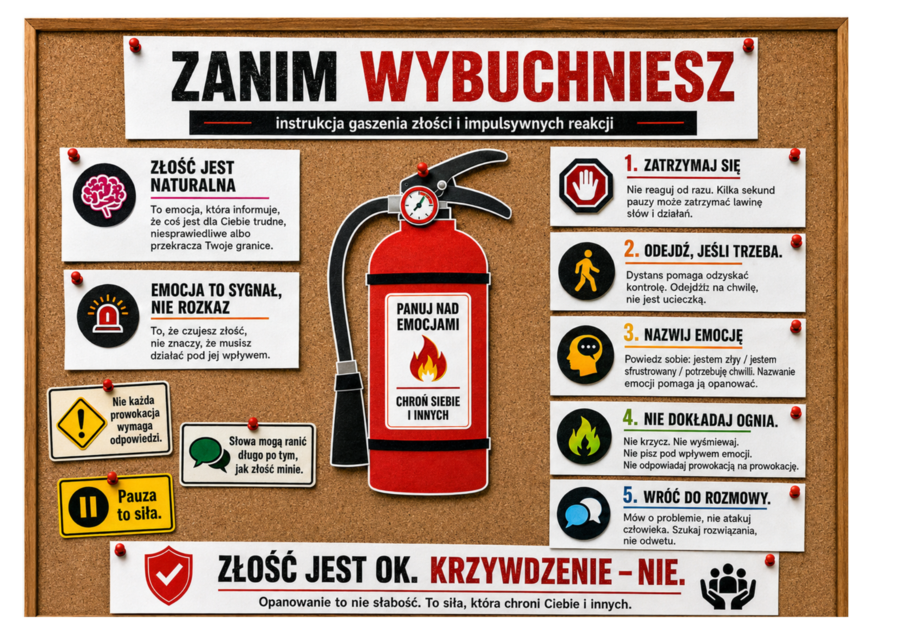 ZANIM WYBUCHNIESZ – wielkoformatowa gazetka o złości i panowaniu nad emocjami | klasy 5–8