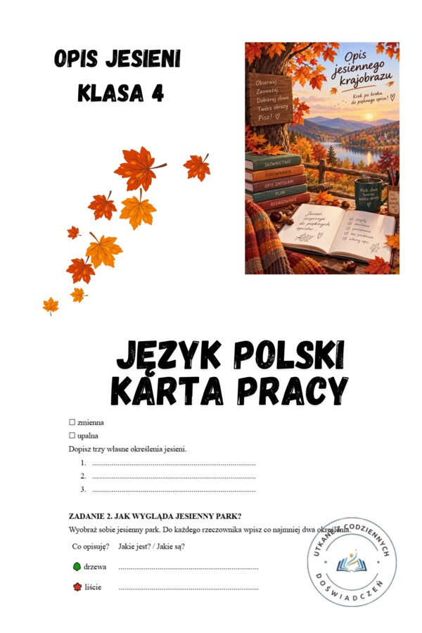 OPIS JESIENI. Karta pracy – język polski, klasa 4
