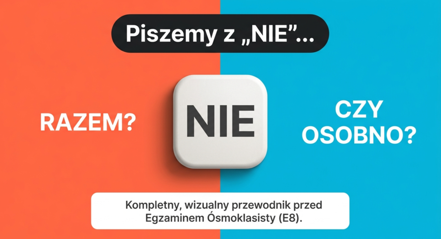 Prezentacja nt. zapisu partykuły NIE z innymi częściami mowy + zadania egzaminacyjne
