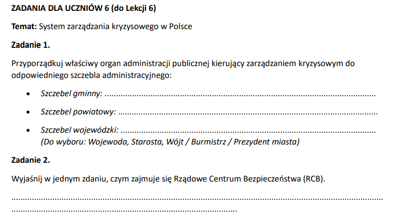 Przykładowe scenariusze lekcji, zadania i sprawdziany EDB szkoła średnia
