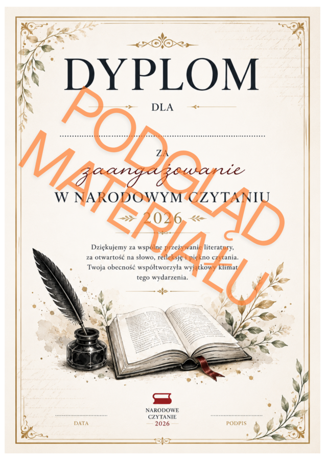 Narodowe Czytanie 2026 – „Dziady” Adama Mickiewicza | gazetka szkolna + dekoracje XXL + napisy + zakładki + dyplomy | 70 stron PDF