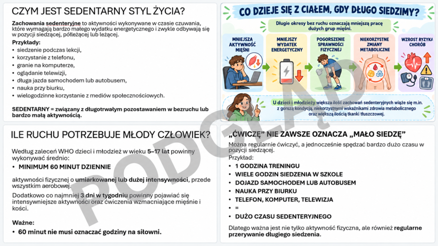 SEDENTARNY STYL ŻYCIA – SKUTKI DLA ZDROWIA I SPOSOBY PRZECIWDZIAŁANIA| prezentacja edukacja zdrowotna