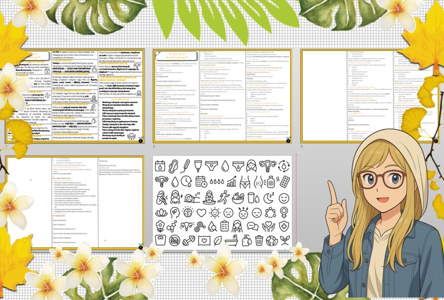 Sketchnotka/notatka - dla ucznia i przypomnienie dla nauczyciela w pdf. Temat "Czym jest menstruacja?". Edukacja zdrowotna. Klasa 6.