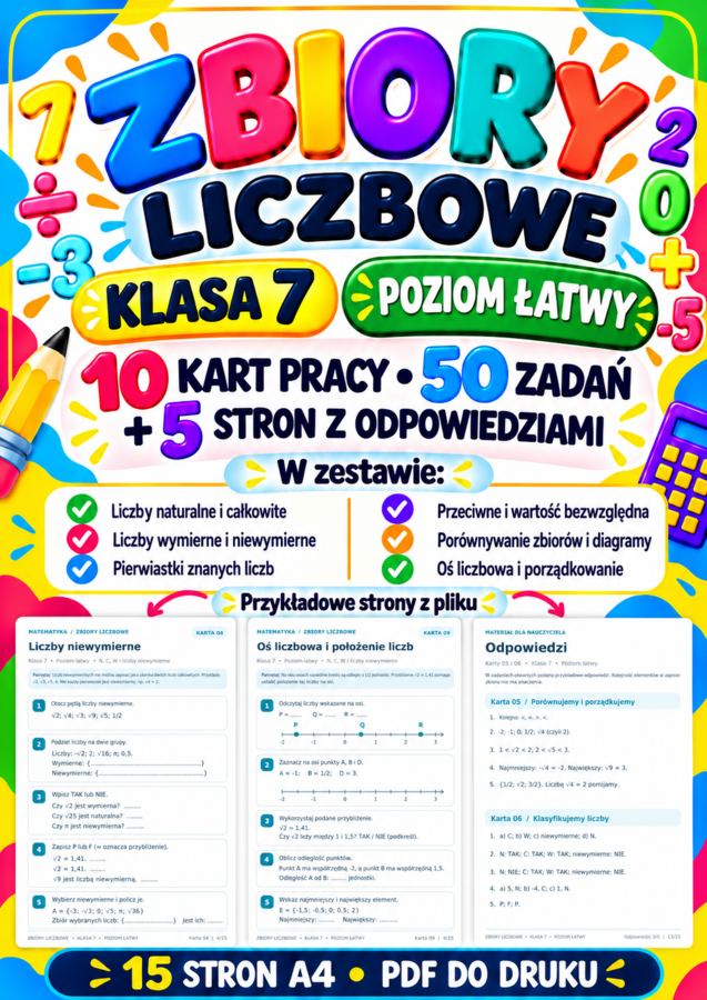 ZBIORY LICZBOWE-ŁATWE-klasa 7