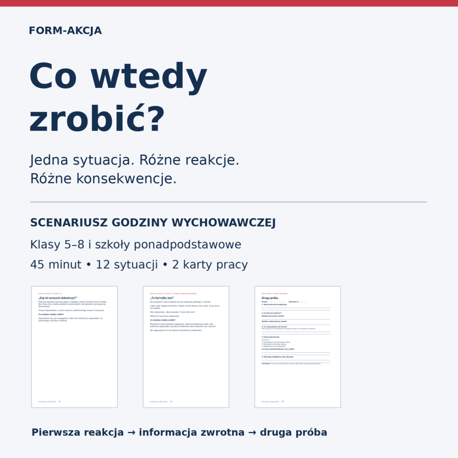 Co wtedy zrobić? — godzina wychowawcza, 12 sytuacji i druga próba