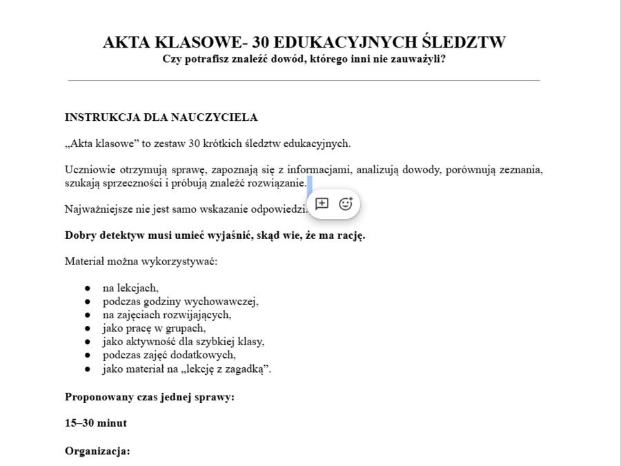 Akta klasowe- 30 śledztw