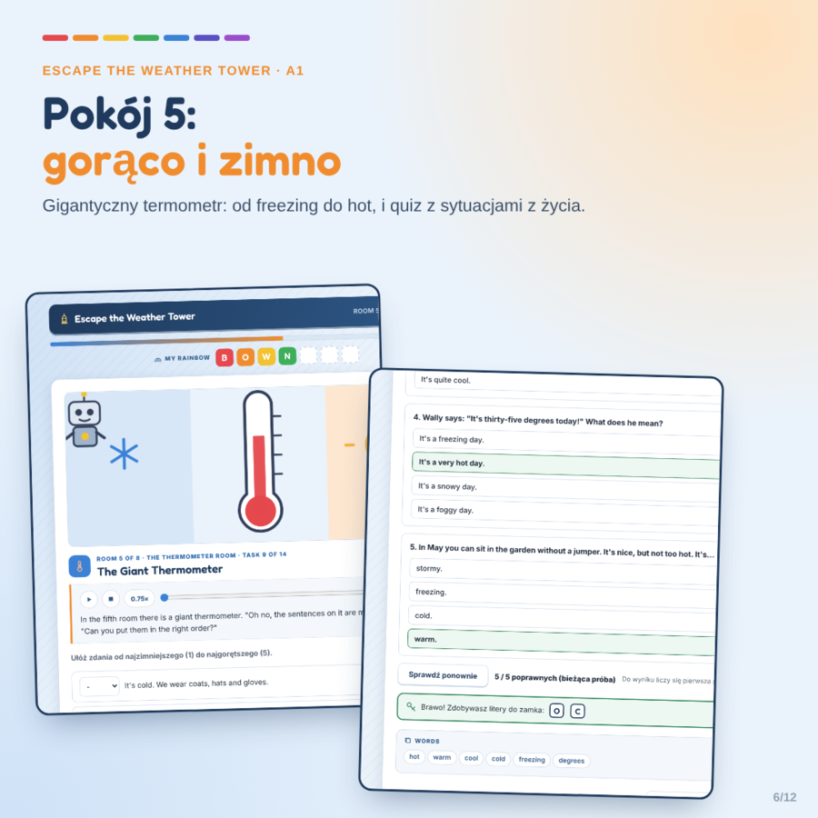 Escape the Weather Tower - escape room: pory roku, miesiące i pogoda (A1)