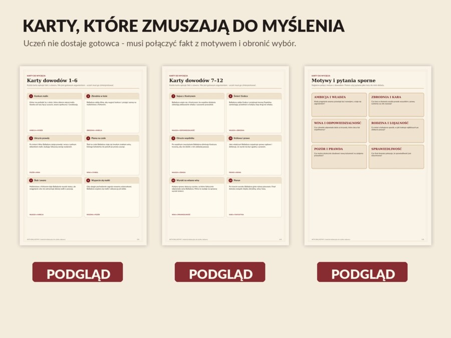 Akta Balladyny – gra argumentacyjna E8, kl. 7–8