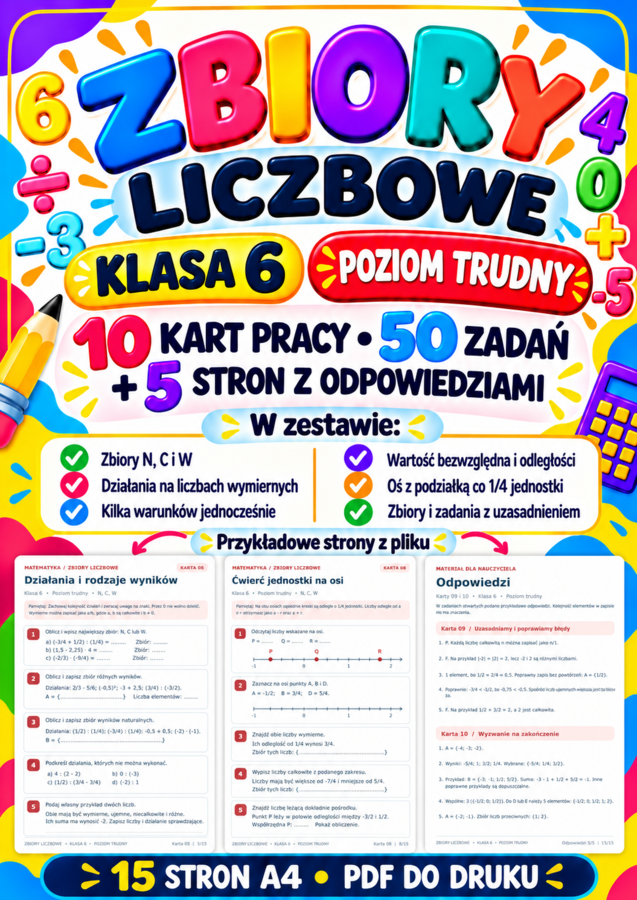 ZBIORY LICZBOWE-TRUDNE-klasa 6