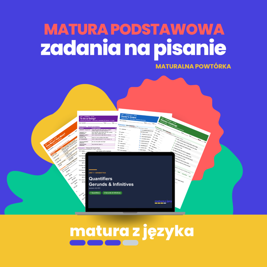 Writing, matura podstawowa: e-mail i wpis na blogu, 13 zadań egzaminacyjnych z tekstem modelowym B1+ Impulse 3