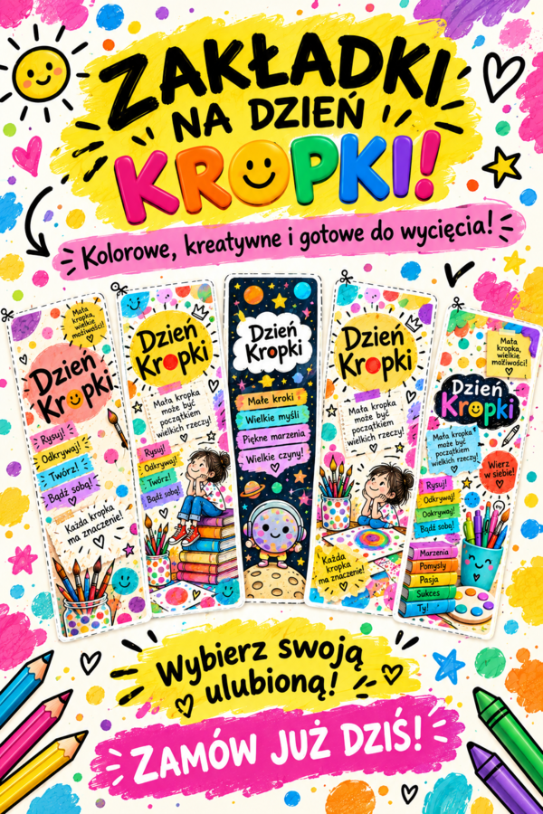 Kolorowe zakładki na Dzień Kropki dla dzieci