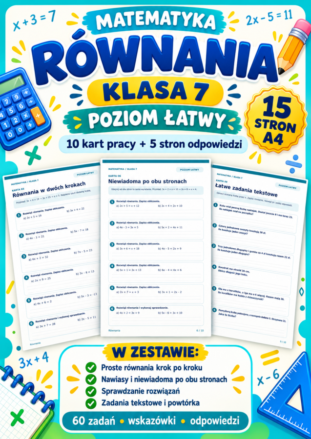 RÓWNANIA-ŁATWE- klasa 7