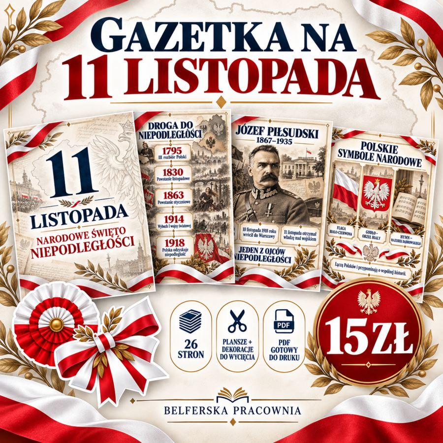 🇵🇱 GAZETKA NA 11 LISTOPADA – GOTOWY PDF DO DRUKU 🇵🇱