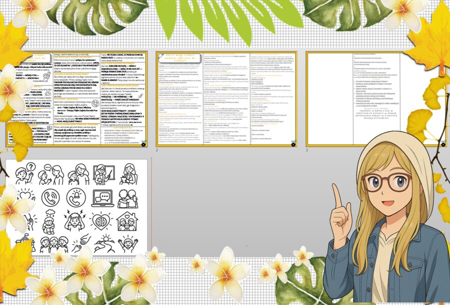 Sketchnotka/notatka - dla ucznia i przypomnienie dla nauczyciela w pdf. Temat "Gdzie mogę szukać pomocy, gdy jest mi trudno?". Edukacja zdrowotna. Klasa 5.