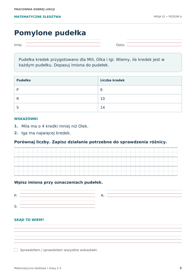 Matematyczne śledztwa. 12 zagadek i 24 karty pracy dla klas 2–3