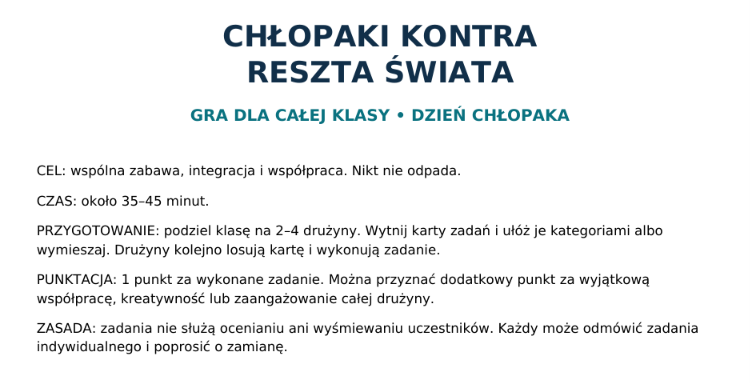 Dzień Chłopaka- pakiet materiałów