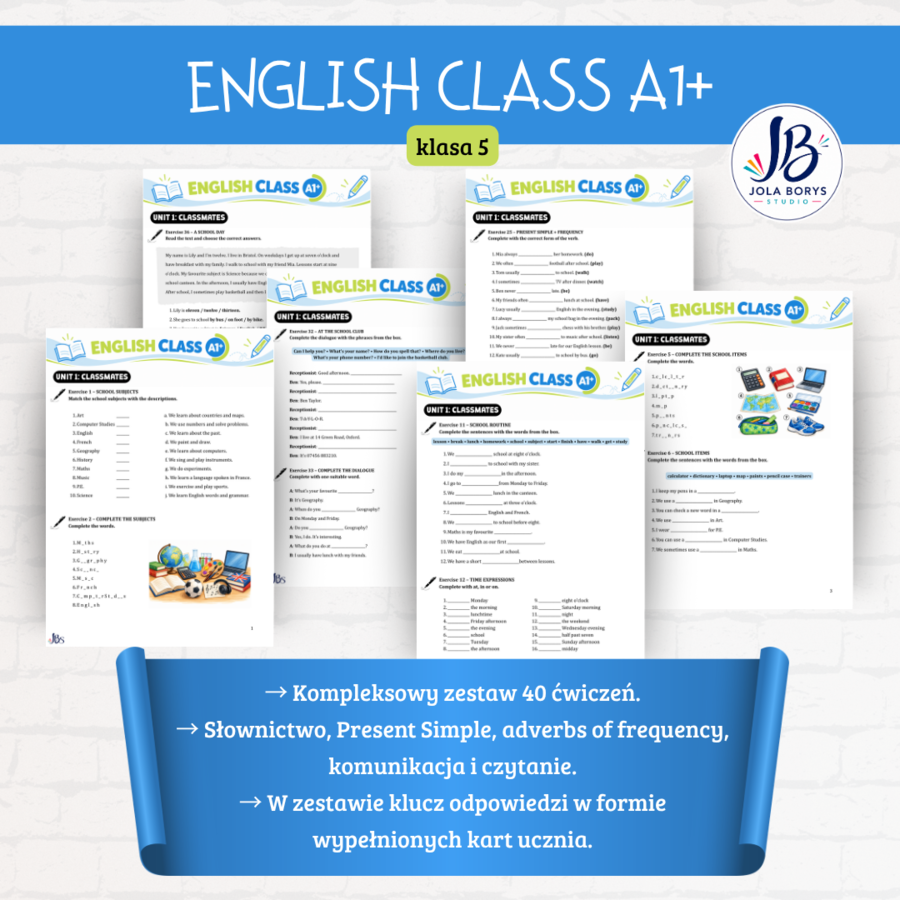 English Class A1+ - Klasa 5 – Unit 1 Classmates | 40 ćwiczeń + odpowiedzi