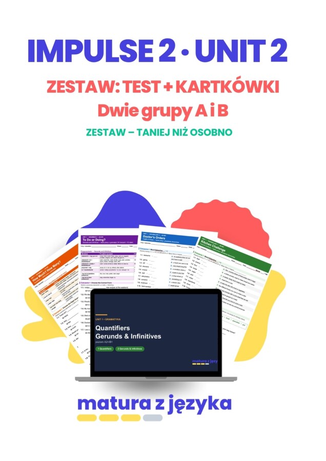Sprawdzian i kartkówki Impulse 2 Unit 2, grupy A i B z kluczem: personality adjectives, injuries, used to, Past Continuous