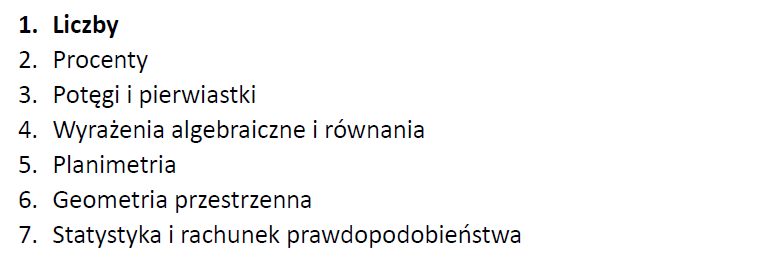 Przygotowanie do egzaminu 8-klasisty z matematyki - Dział I: Liczby
