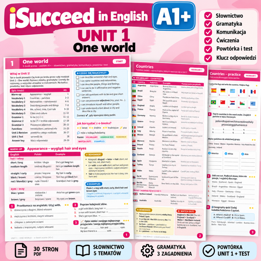 iSucceed in English A1+ – Unit 1 One World | klasa 5 | 30 stron
