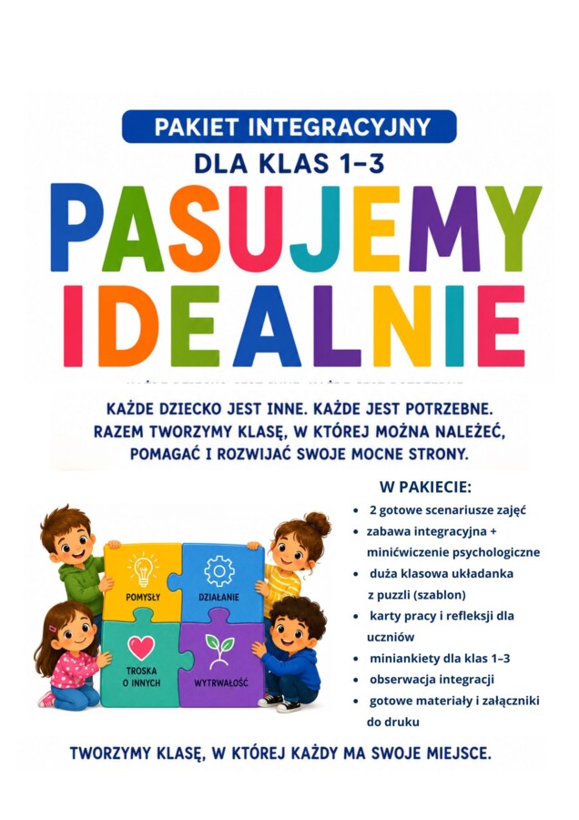 PASUJEMY IDEALNIE – kompletny pakiet integracyjny dla klas 1–3