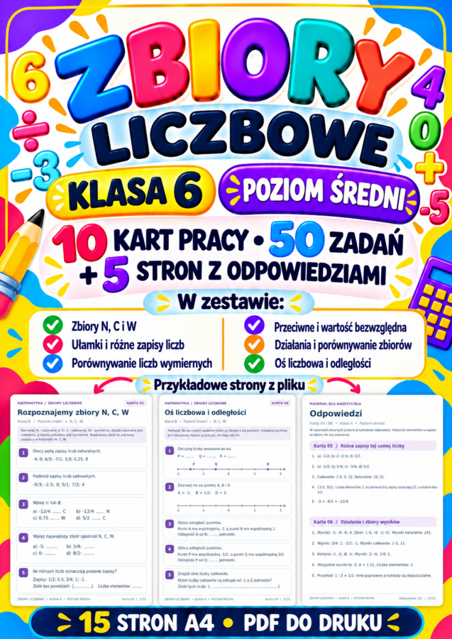 ZBIORY LICZBOWE-ŚREDNIE-klasa 6
