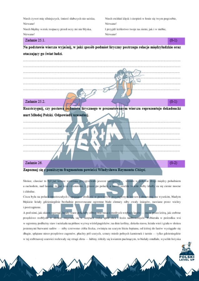 Modernizm_test 30 zadań (+podpunkty)+ przykładowe odpowiedzi_Polski Level Up