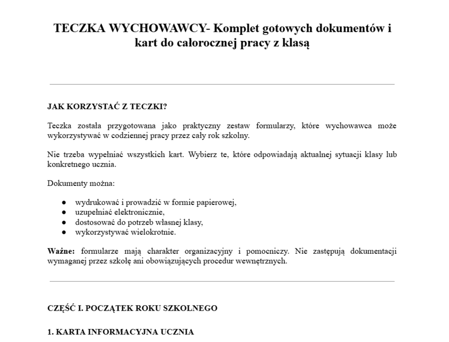 Teczka wychowawcy- najważniejsze dokumenty