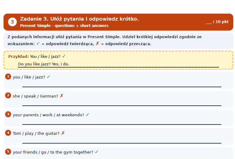 Present Simple- karta pracy