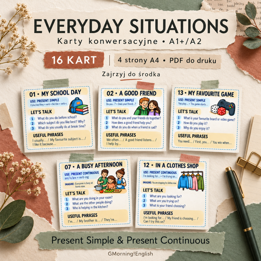 Everyday situations - 16 kart konwersacyjnych. A1+/A2