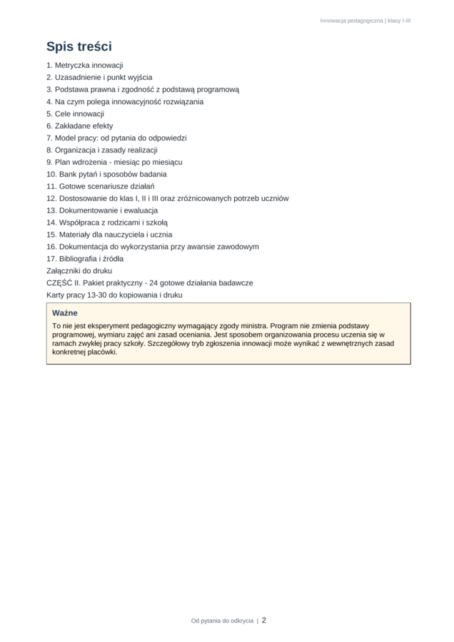 Od pytania do odkrycia – innowacja pedagogiczna dla klas I–III | 24 działania badawcze