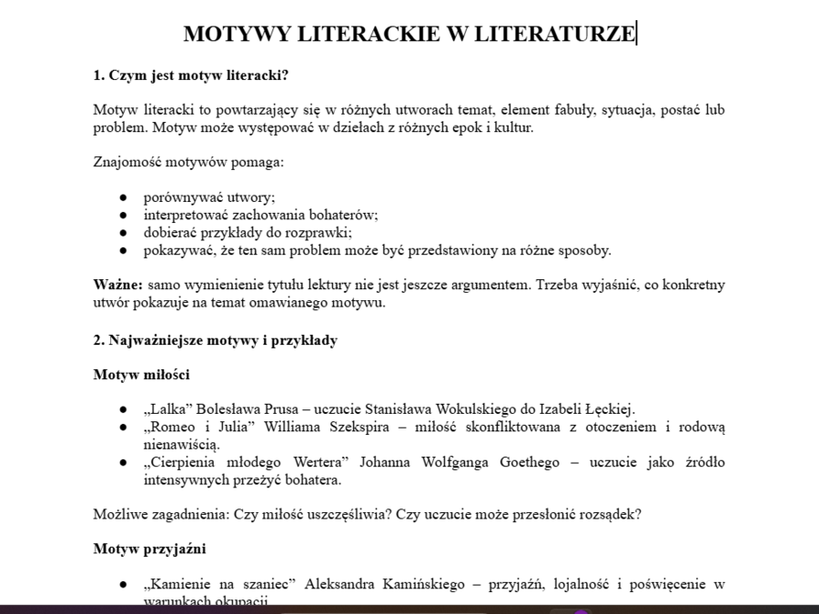 Motywy literackie w literaturze