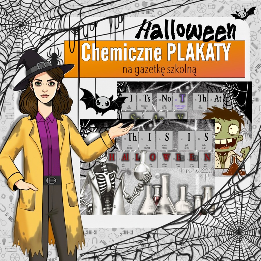 Gazetka do sali lekcyjnej – 2 chemiczne plakaty na Halloween (31.10) | Gotowe do druku, za darmo!